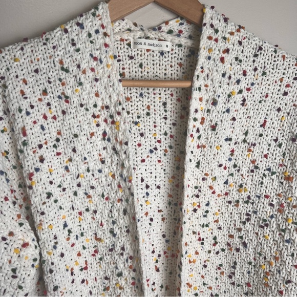 Moon & Madison Confetti Multicolor Chunky Knit Open Cardigan Size Medium EUC - Picture 2 of 7